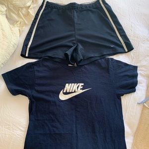 𝑺𝑶𝑳𝑫 Women’s Navy Blue Nike Shirt and Nike Shorts